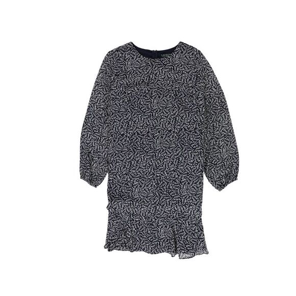 Ralph Lauren Womens Georgette Tiered Dress, navy, 14 - Picture 1 of 2